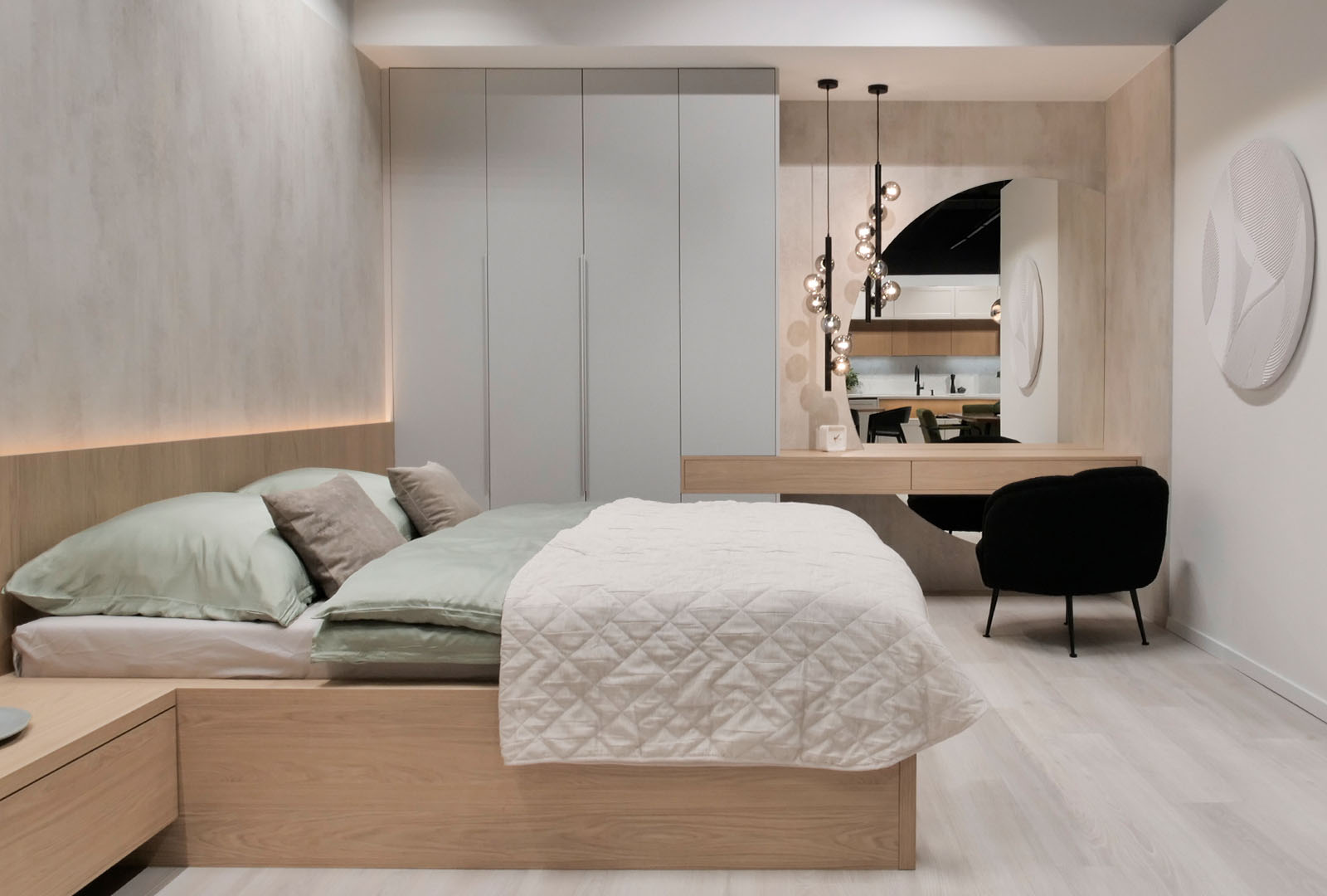 Interiér na mieru Svetlosivý Matt | Dub Casella Prírodný | Chromix Biely